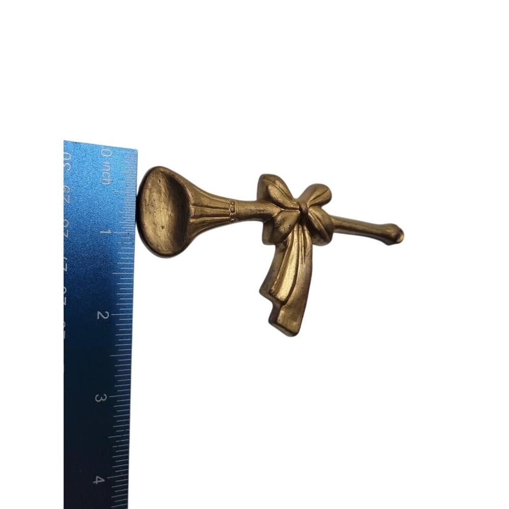 🎺 Vintage Brass Tone Musical Instrument Ornaments Lot 4 Violin Horn Tree Decor - Picture 5 of 5
